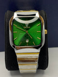 Dearno Luxury Square Green Dial Stainless Steel Watch For Men's