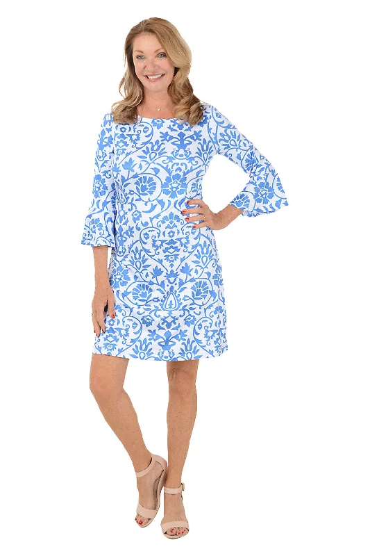 Damask Vine Bell Sleeve Dress