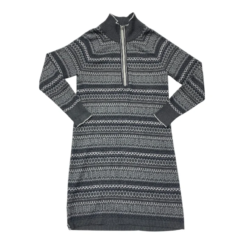 Dress Sweater By Eddie Bauer In Grey & White, Size: M