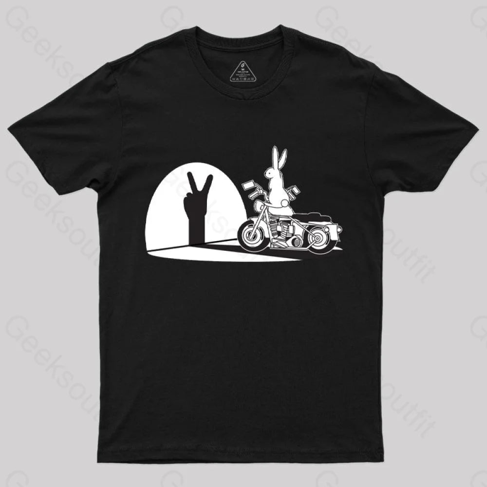 Motorcycle Humor Shadow Rabbit T-Shirt