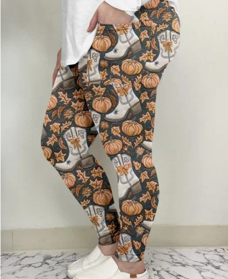 Pumpkin & Boots Leggings w/Pockets - #7709-7711