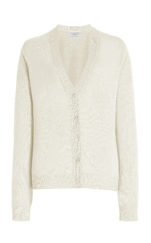 Tori Knit Cardigan in Ivory Cashmere Silk