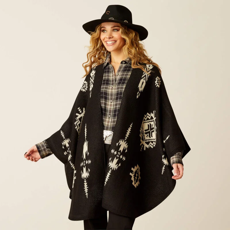 Ariat Women’s Delta Poncho in Black & Summer Sand Aztec