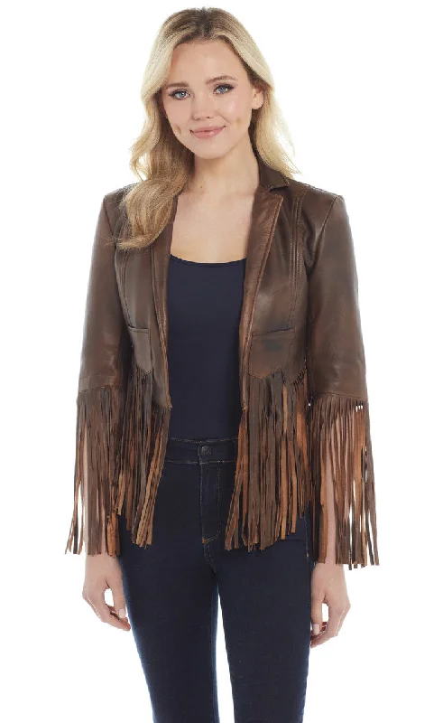 Women's Cripple Creel Fringe Leather Jacket #LL164-91