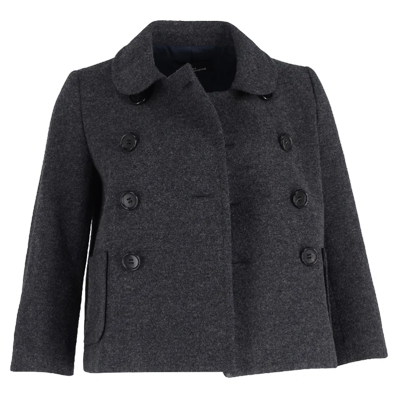 Comme des Garçons Double-Breasted Short Jacket in Grey Wool