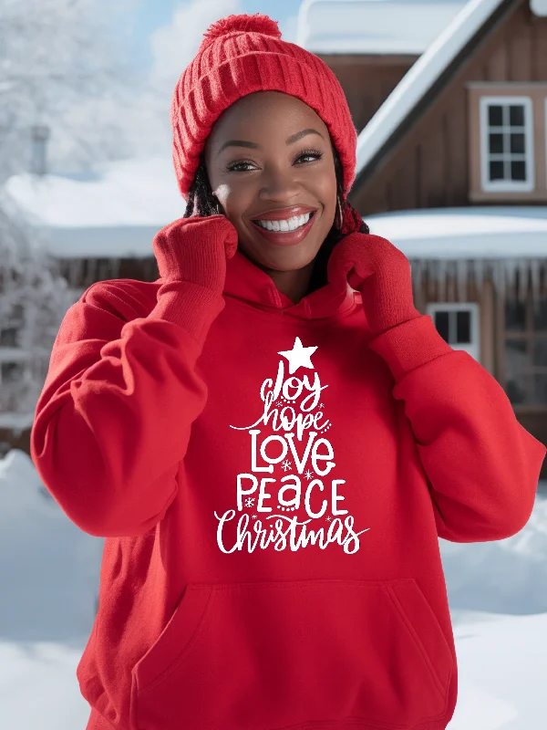 Joy Hope Love Peace Christmas Bright Colors Hoodie