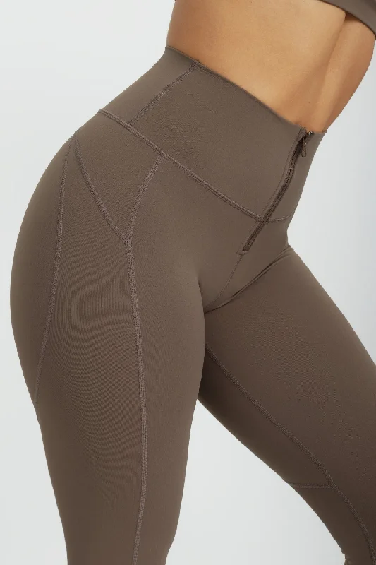 Bronx Zip Front Legging - Taupe