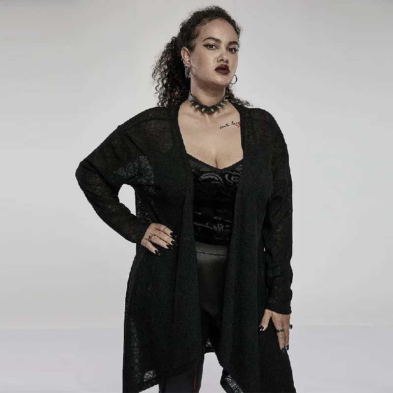 Women's Plus Size Gothic Back Skull Kimono Cardigan