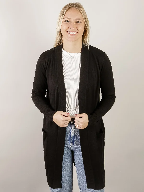 Black Long Sleeve Basic Sweater Cardigan