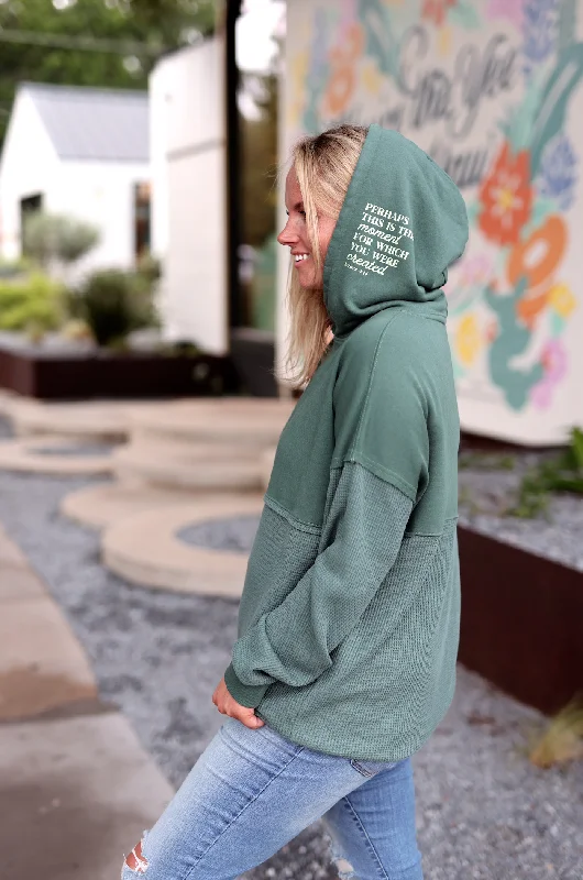 Perhaps This Is The Moment (Olive) - Hidden Message Oversized Waffle Hoodie