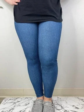 Denim Look Leggings w/Back Pockets - #3259-3261