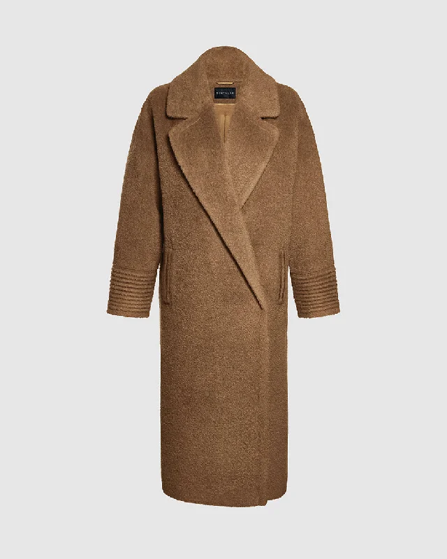 Bouclé Alpaca Long Oversized Notched Collar Coat