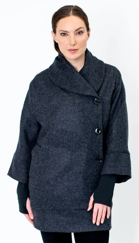 Classic Swing Coat / Charcoal Wool Flannel