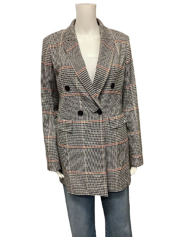 Halogen Women's Jacket Long Blazer Black Houndstooth Size: S