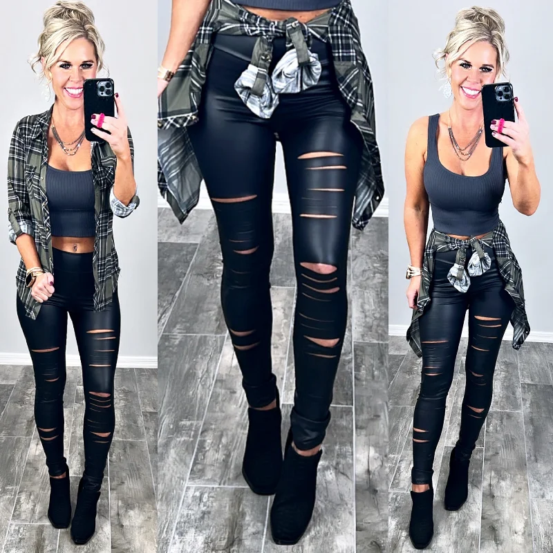 Tear It Up Faux Leather Leggings