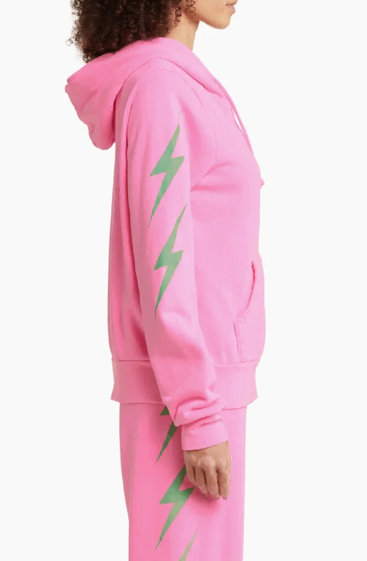 Aviator Nation Women's Bolt Ninja Zip Hoodie - Neon Pink Mint