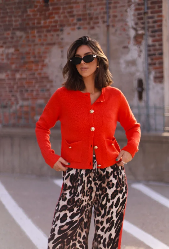 Red Buttoned Cardigan