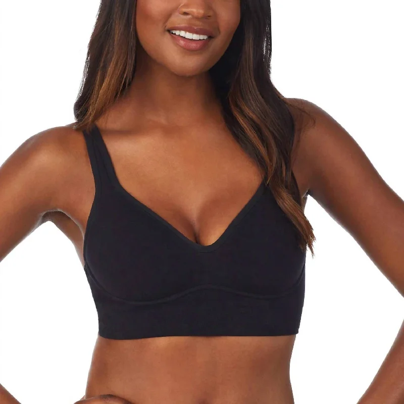 Cabana Cotton Seamless Built Up Wirefree Bra In Black