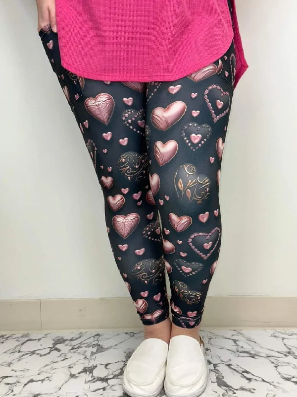 Pink Heart Leggings w/Pockets - #6300-6302