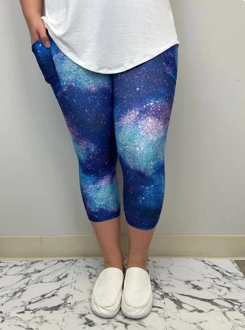 Galaxy Print Capri Leggings w/Pockets - #5047-5049