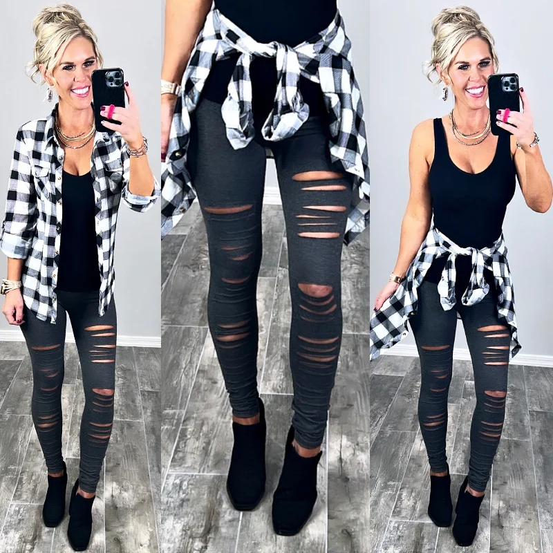 Tear It Up Leggings - Charcoal