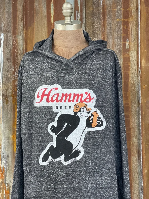 Hamm's Football Bear LIGHTWEIGHT HOODIE- Charcoal grey CLEARANCE