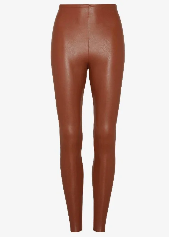 Women's Faux Leather Legging In Cocoa