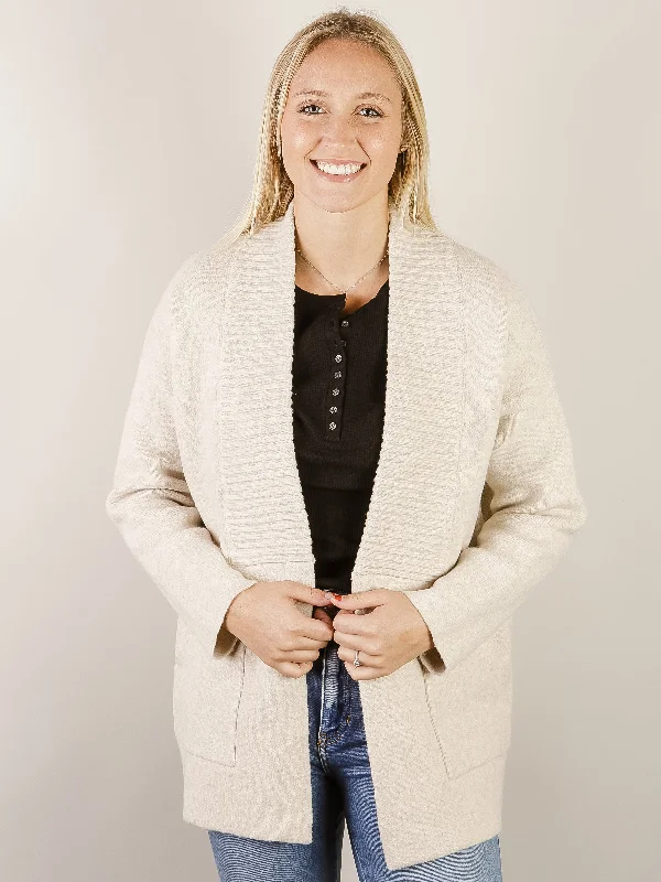 Oatmeal Open Front Thick Cardigan