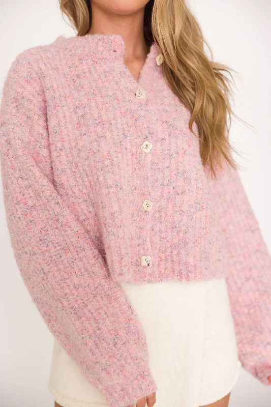 Rachel Oversized Long Sleeve Cardigan in Pink