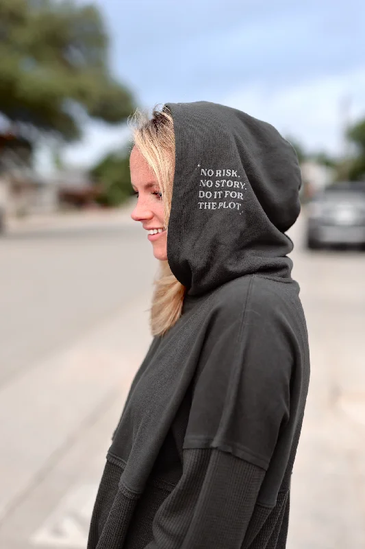 No Risk. No Story. (Midnight) - Hidden Message Oversized Waffle Hoodie