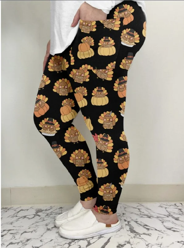 Black Turkey Leggings w/Pockets - #8222-8224