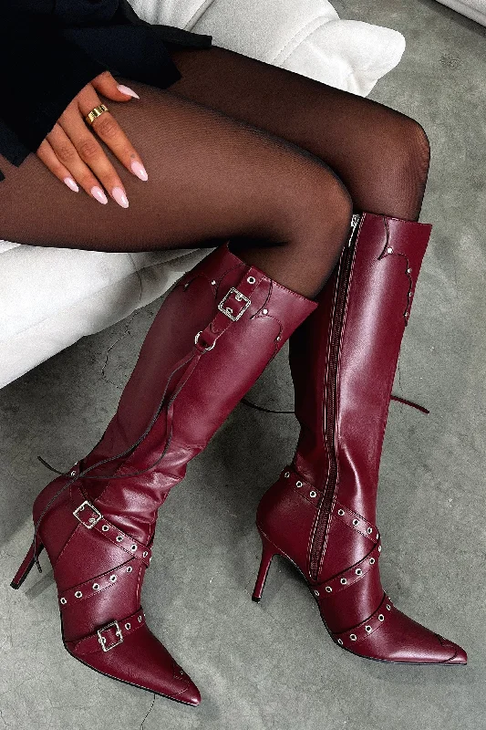 Electra Knee High Boots - Burgundy