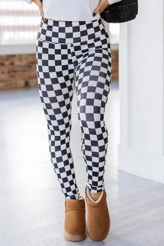 Taygon Checkered Pattern Leggings | S-XL