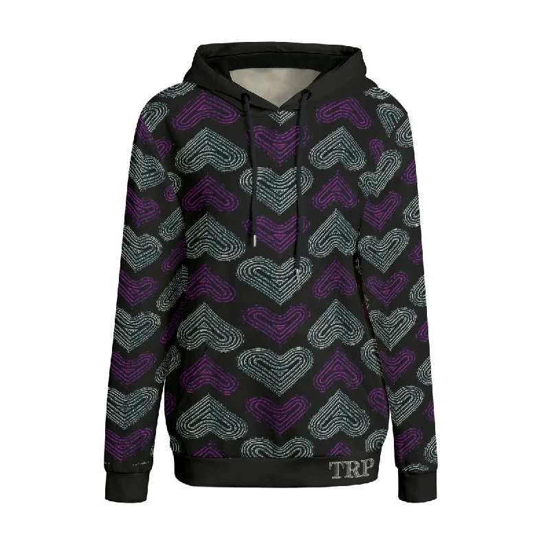 TRP Twisted Patterns 03: Chevron Hearts 01-01 Ladies Designer Triblend Pullover Hoodie | Interlock