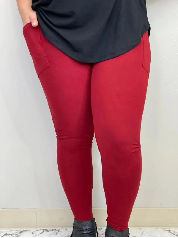 Red Leggings w/Pockets - #2967-2969