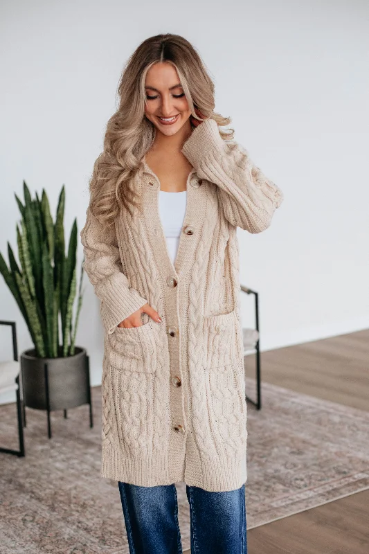 Danna Cable Knit Cardigan - Natural