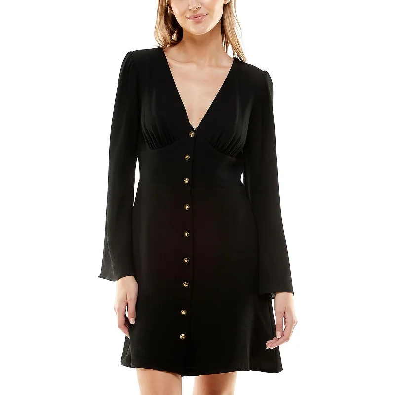 B. Darlin Womens Juniors Button Front Mini Mini Dress