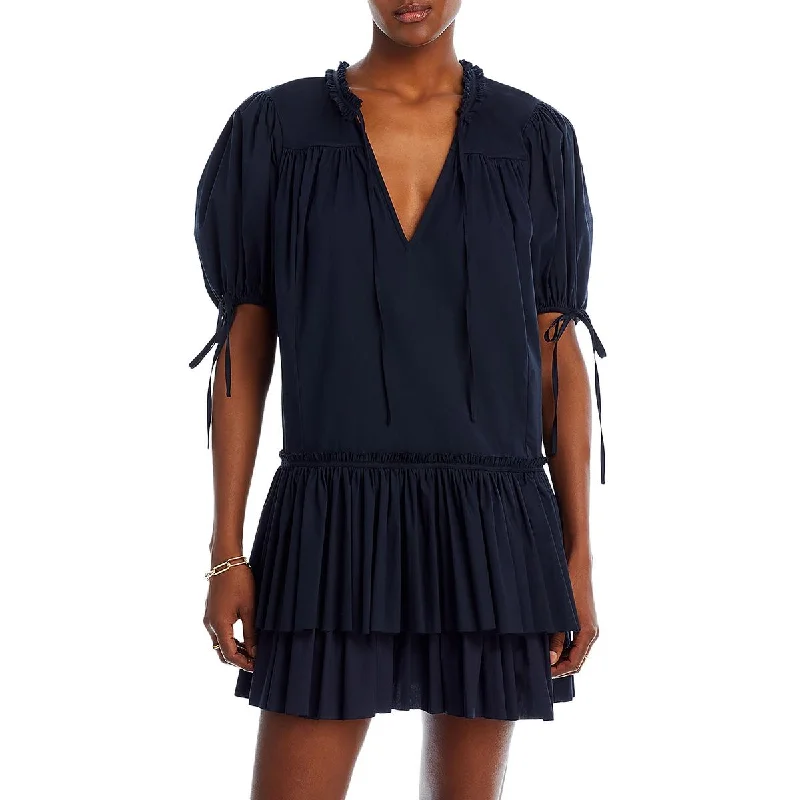 Cinq a Sept Womens Jessalyn Cotton Ruffled Mini Dress