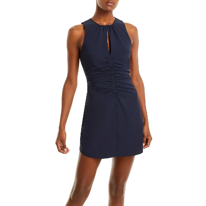 Cinq a Sept Womens Ruched Keyhole Mini Dress